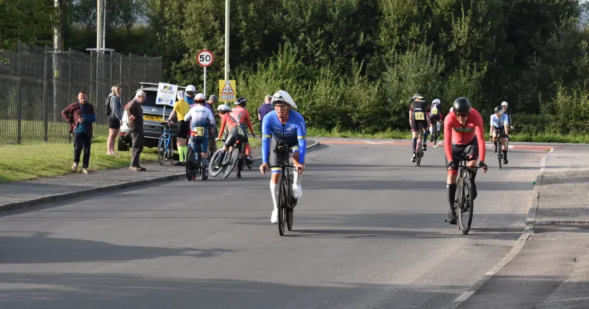 Time triallists at the start of an event